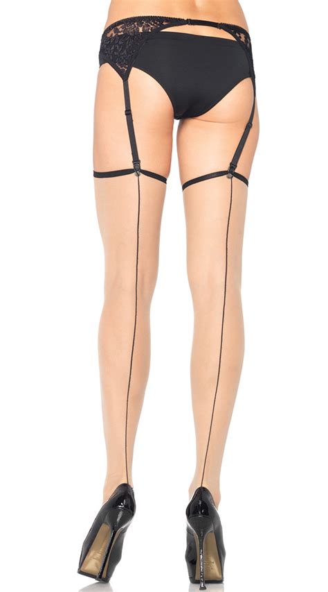 Sheer Thigh Highs With Contrast Backseam Two Tone Stockings Thigh High Stockings Sheer Stockings