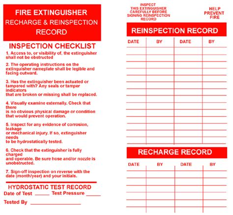 Fire Extinguisher Checklist Red Fire Extinguisher Monthly Checklist