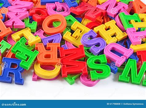 Colorful Plastic Alphabet Letters On A White Stock Photo Image Of