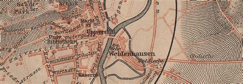 Marburg Antique Town City Stadtplan Hessen Karte Baedeker 1900 Old Map