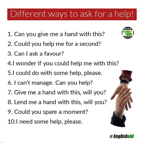 Different Ways To Ask For A Help In English Learn English English