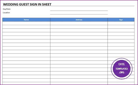 You'll need to enter basic information such as names and addresses, and from there you can enter everything from how many. Wedding Guest Sign In Sheet Template » EXCELTEMPLATES.org