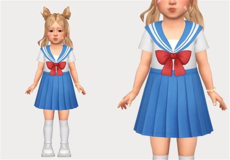 Sailor Dress Casteru Sims 4 Toddler Clothes Sims 4 Cc Kids