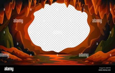 Cave Vector Background Cartoon Cave Landscape With A Blank Center For