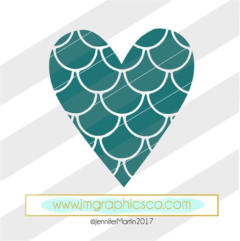 Mermaid Scale Heart Svg Eps Dxf Png Cricut Or Cameo Scan