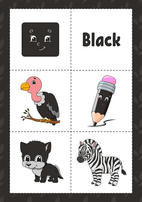 Learning Colors Flashcard For Kids Black 2416160 Vector Art At Vecteezy