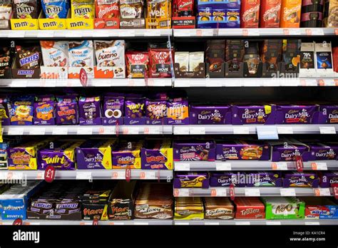 Chocolates And Snacks On Display In A Supermarket Shop Stock Photo Alamy