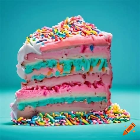 Colorful Ice Cream Cake With Rainbow Sprinkles