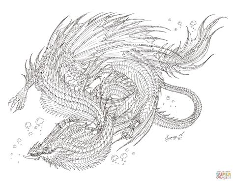 Sea Serpent Dragon Coloring page | Free Printable Coloring Pages