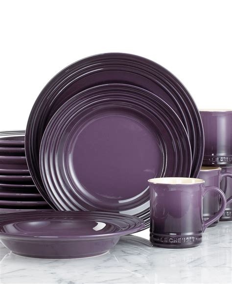 Le Crueset Dinnerware Cassis 16 Piece Set Macy S 199 99 Purple Kitchen Decor Purple Kitchen