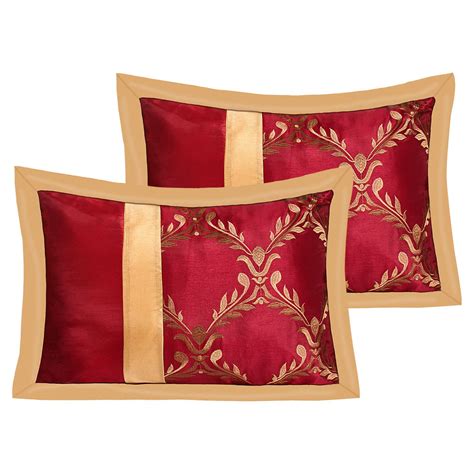 7 Piece Claremont Burgundy Gold Lattice Leaves Embroiderd Clearance