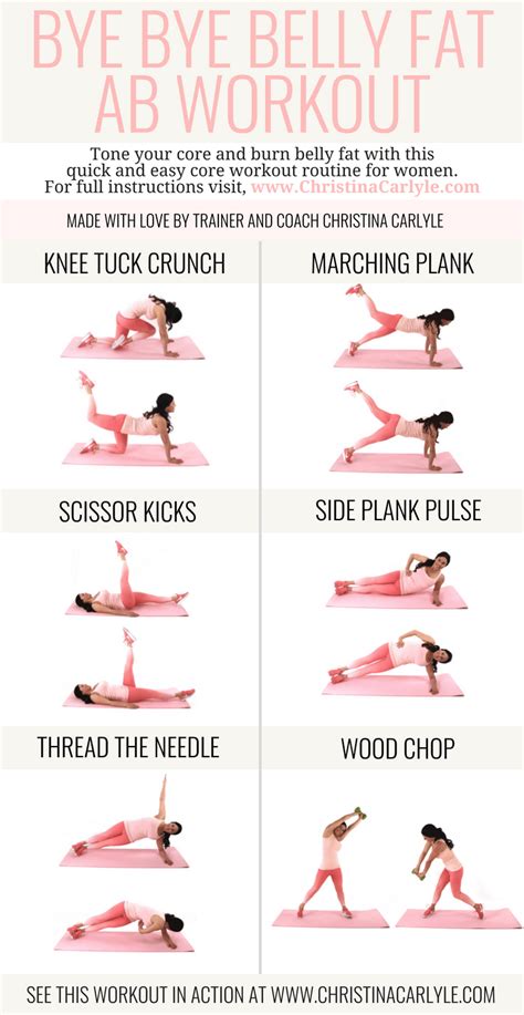 Time to embrace the ab burn. Bye Bye Belly Fat Core Workout Routine - Christina Carlyle ...
