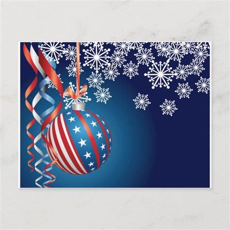 Blue Patriotic Christmas Holiday Postcard Zazzle Patriotic