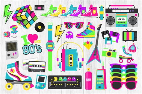 80s Clipart Eighties Clipart Retro 80s Roller Skates Neon 80s By