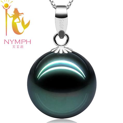 NYMPH 925 Sterling Silver Natural Black Tahitian Pearl Jewelry 9 10 Mm