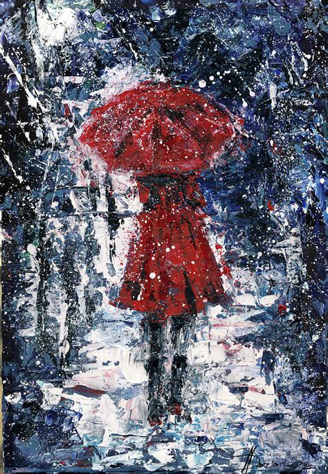 Woman With Red Umbrella Painting By Doriana Popa