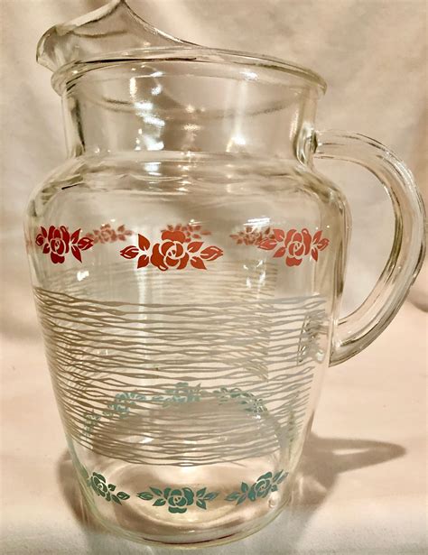 Vintage Glass Waterbeverage Pitcher With Ice Lip
