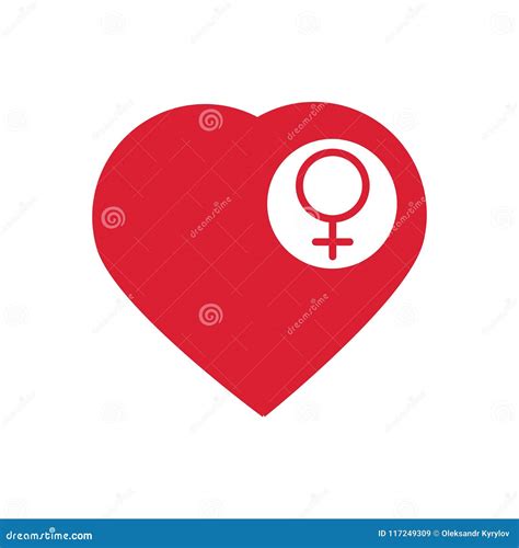 Female Sign Icon In The Heart Woman Sex Heart Button Vector Vector