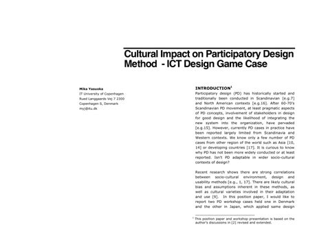 Pdf Cultural Impact On Participatory Design Method Ict Design Game Case