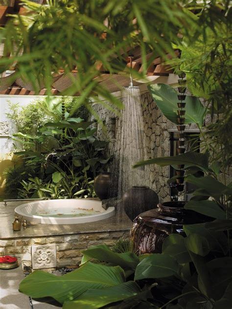 50 stunning outdoor shower spaces that take you to urban paradise tropical bathroom decor