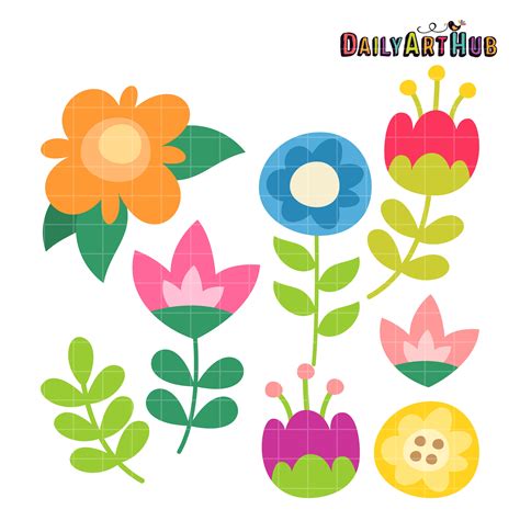 Sweet Cute Flowers Clip Art Set Daily Art Hub Free Clip Art Everyday