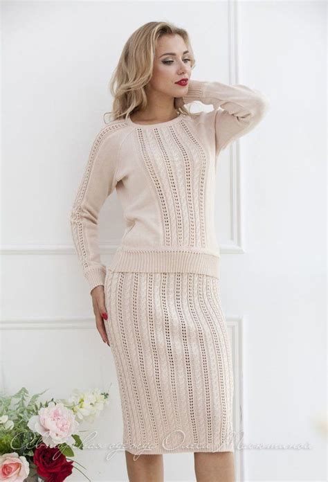 Cozy Knitted Two Piece Woman Suit French Braid With Braids Goes Well