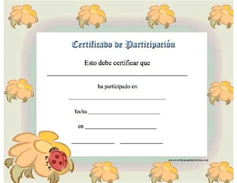 Certificados De Participacion Para Imprimir