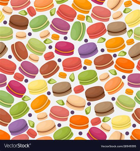 French Macarons In Seamless Pattern Royalty Free Vector