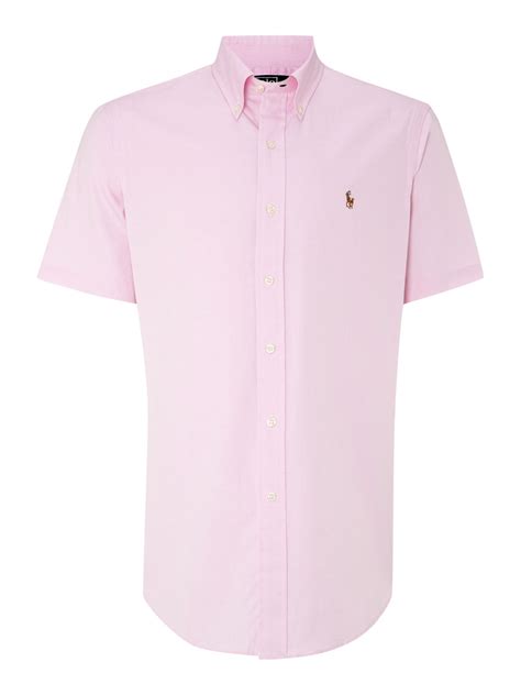 Polo Ralph Lauren Classic Short Sleeve Custom Fit Oxford Shirt In Pink