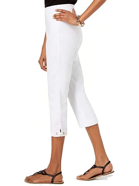 jm collection 49 womens new white embellished capri casual pants xxl b b