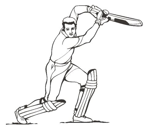 Cricket Player Coloring Page And Coloring Book