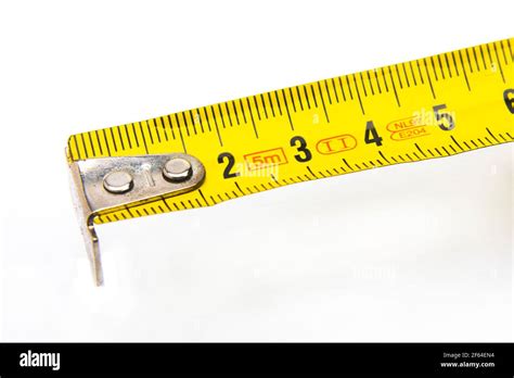 The End Of A Yellow 5 Metre Tape Measure Stock Photo Alamy