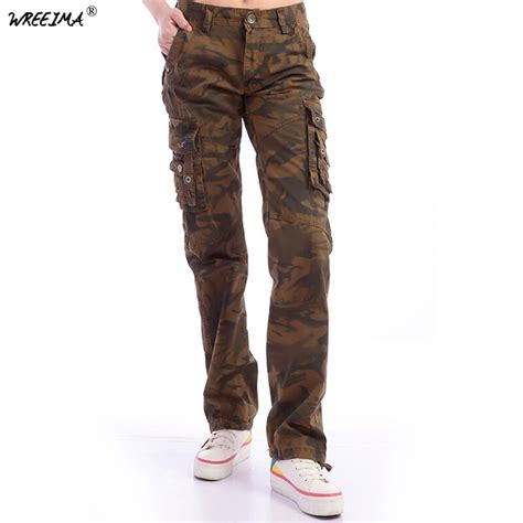 Wreeima 2018 Spring Autumn Camouflage Womens Pants High Quality Mid