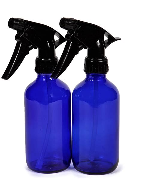 Vivaplex 2 Large 8 Oz Empty Cobalt Blue Glass Spray Bottles With Black Trigger Sprayers