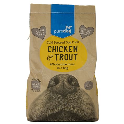 Dog food and training treats from insect protein are a perfect choice for those who love their dog and the nature. Puredog Cold Pressed Dog Food Chicken and Trout 5kg | Pets At Home