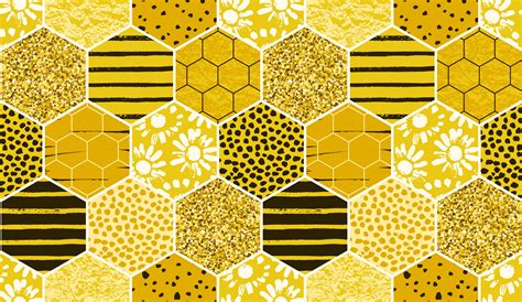 Seamless geometric pattern with bee. Modern abstract honey design ...