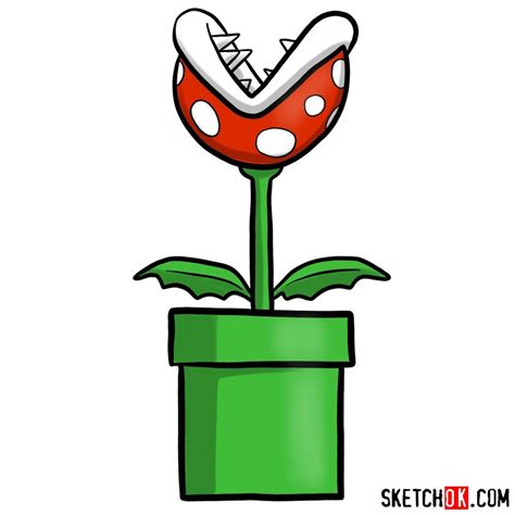 How To Draw Piranha Plant Super Mario Sketchok Step By Step