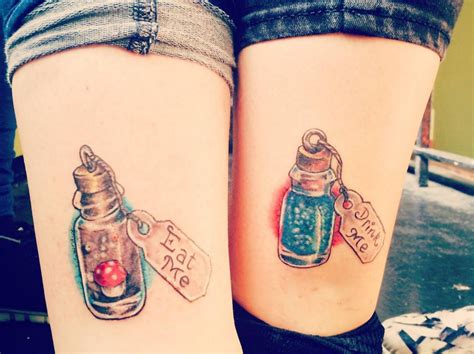 We Re All A Little Mad Here Matching Friend Tattoos Bestie Tattoo Best Friend Tattoos