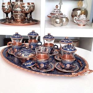 Turkish Tea Set Copper Copper Tea Cups Expresso Cups Copper Etsy