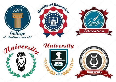 University And College Emblems Or Badges Stock Vector Image By