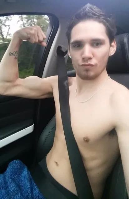 Shirtless Male Frat Jock Cute Dude Flexing Bicep In Car Photo 4x6 C803