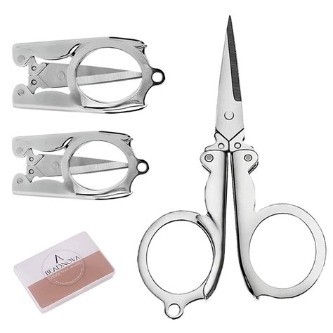 beadnova folding scissors with keychain stainless steel travel portable scissors for craft