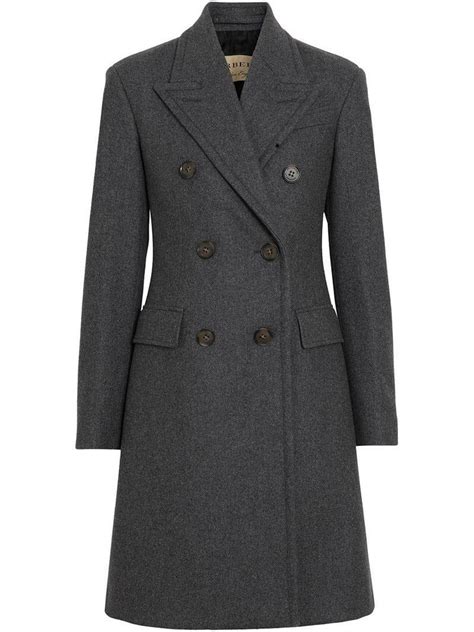 Lyst Burberry Double Breasted Wool Tailored Coat In Gray