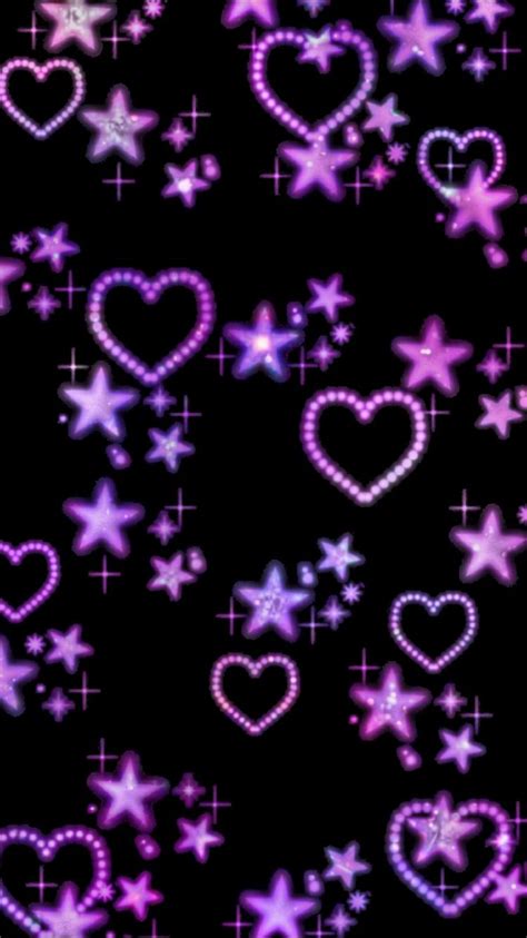 © 2016 Cute Purple Hearts Pattern Wallpaper Phone