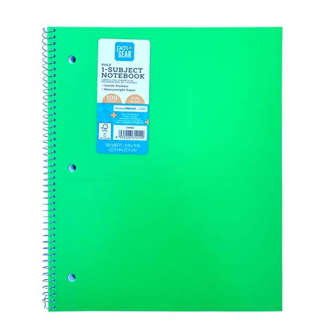 Pengear Poly 1 Subject Notebook Wide Ruled 100 Heavyweight Sheets