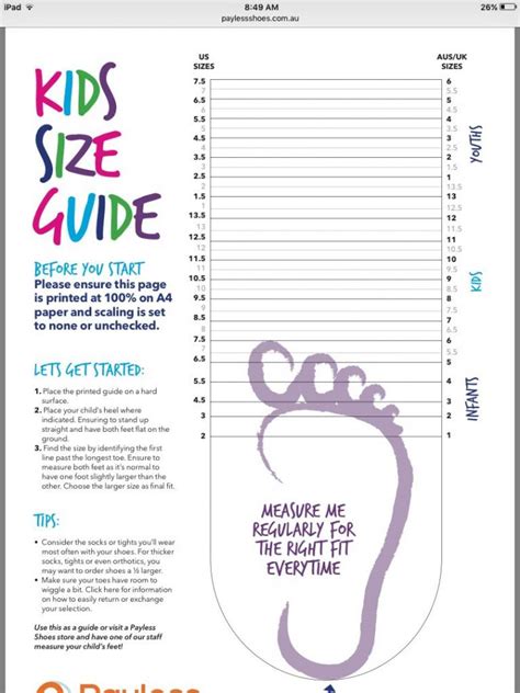 Printable Childrens Shoe Size Chart Printable World Holiday