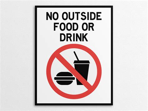 Printable No Outside Food Signs In Us Letter And A4 Sizes Etsy