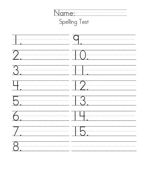 • our first expectation should be . 9 Best Images of Blank Spelling Worksheets - Blank Spelling Test Sheet, Blank Spelling Word ...