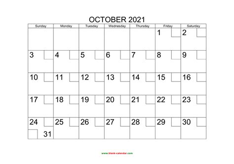 October Calendar 2021 Calendar Printables Free Templates