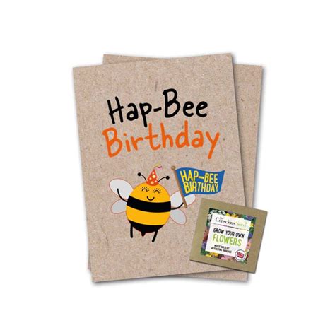 Hap Bee Birthday Greeting Card With Flower Seeds Peace With The Wild